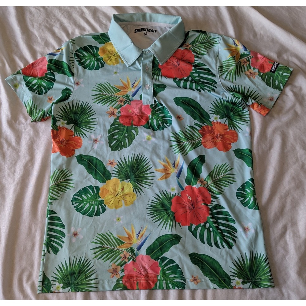 Shank It Golf Men's Hawaiian/Floral‎ Polo Size Medium
